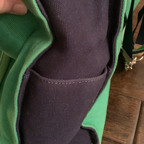Kate Spade ♠️ BABY tote in green and navy blue cotton canvas EUC - Picture 8 of 14